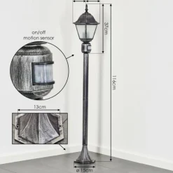 Luminaires Rustiques-hofstein Naofe Eclairage de chemin Noir, Argenté, 1 lumière, Détecteur de mouvement