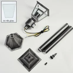 Luminaires Rustiques-hofstein Naofe Eclairage de chemin Noir, Argenté, 1 lumière, Détecteur de mouvement