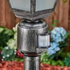 Luminaires Rustiques-hofstein Naofe Eclairage de chemin Noir, Argenté, 1 lumière, Détecteur de mouvement