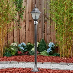 Luminaires Rustiques-hofstein Naofe Eclairage de chemin Noir, Argenté, 1 lumière, Détecteur de mouvement