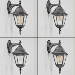 Luminaires Rustiques-hofstein Naofe Lampe murale d´extérieur, Applique murale Noir, Argenté, 1 lumière