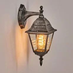 Luminaires Rustiques-hofstein Naofe Lampe murale d´extérieur, Applique murale Noir, Argenté, 1 lumière