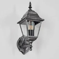 Luminaires Rustiques-hofstein Naofe Lampe murale d´extérieur, Applique murale Noir, Argenté, 1 lumière