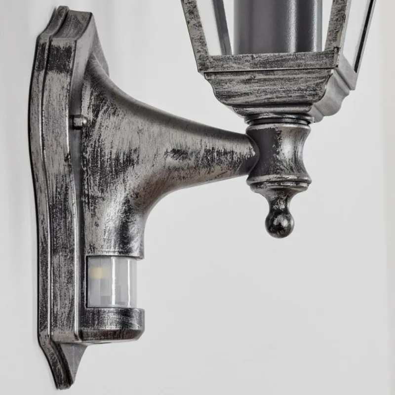 Luminaires Rustiques-hofstein Naofe Lampe murale d´extérieur, Applique murale Noir, Argenté, 1 lumière, Détecteur de mouvement