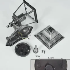 Luminaires Rustiques-hofstein Naofe Lampe murale d´extérieur, Applique murale Noir, Argenté, 1 lumière, Détecteur de mouvement