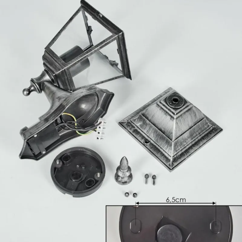 Luminaires Rustiques-hofstein Naofe Lampe murale d´extérieur, Applique murale Noir, Argenté, 1 lumière, Détecteur de mouvement