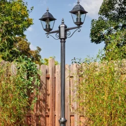 Luminaires Rustiques-hofstein Naofe Réverbère, Eclairage de chemin Noir, Argenté, 2 lumières