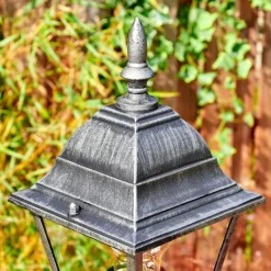 Luminaires Rustiques-hofstein Naofe Réverbère, Eclairage de chemin Noir, Argenté, 2 lumières