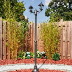 Luminaires Rustiques-hofstein Naofe Réverbère, Eclairage de chemin Noir, Argenté, 2 lumières