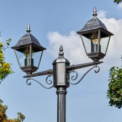 Luminaires Rustiques-hofstein Naofe Réverbère, Eclairage de chemin Noir, Argenté, 2 lumières