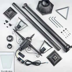 Luminaires Rustiques-hofstein Naofe Réverbère, Eclairage de chemin Noir, Argenté, 2 lumières