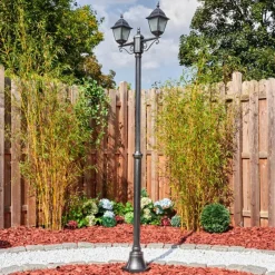 Luminaires Rustiques-hofstein Naofe Réverbère, Eclairage de chemin Noir, Argenté, 2 lumières