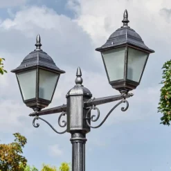 Luminaires Rustiques-hofstein Naofe Réverbère, Eclairage de chemin Noir, Argenté, 2 lumières