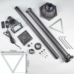 Luminaires Rustiques-hofstein Naofe Réverbère, Eclairage de chemin Noir, Argenté, 1 lumière