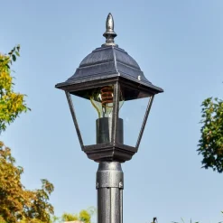 Luminaires Rustiques-hofstein Naofe Réverbère, Eclairage de chemin Noir, Argenté, 1 lumière