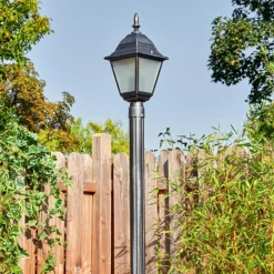 Luminaires Rustiques-hofstein Naofe Réverbère, Eclairage de chemin Noir, Argenté, 1 lumière