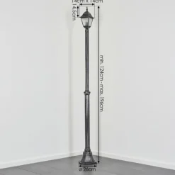 Luminaires Rustiques-hofstein Naofe Réverbère, Eclairage de chemin Noir, Argenté, 1 lumière