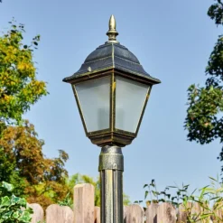 Luminaires Rustiques-hofstein Naofe Réverbère, Eclairage de chemin Or, Noir, 1 lumière