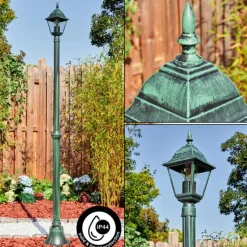 Luminaires Rustiques-hofstein Naofe Réverbère, Eclairage de chemin Vert, Noir, 1 lumière