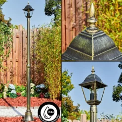 Luminaires Rustiques-hofstein Naofe Réverbère, Eclairage de chemin Or, Noir, 1 lumière