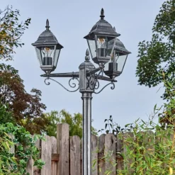 Luminaires Rustiques-hofstein Naofe Réverbère, Eclairage de chemin Noir, Argenté, 3 lumières