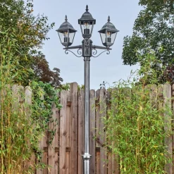 Luminaires Rustiques-hofstein Naofe Réverbère, Eclairage de chemin Noir, Argenté, 3 lumières