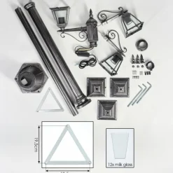 Luminaires Rustiques-hofstein Naofe Réverbère, Eclairage de chemin Noir, Argenté, 3 lumières