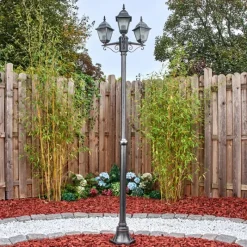 Luminaires Rustiques-hofstein Naofe Réverbère, Eclairage de chemin Noir, Argenté, 3 lumières