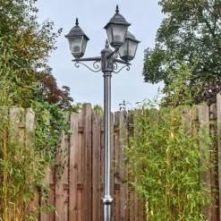 Luminaires Rustiques-hofstein Naofe Réverbère, Eclairage de chemin Noir, Argenté, 3 lumières