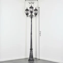 Luminaires Rustiques-hofstein Naofe Réverbère, Eclairage de chemin Noir, Argenté, 3 lumières
