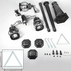 Luminaires Rustiques-hofstein Naofe Réverbère, Eclairage de chemin Noir, Argenté, 3 lumières