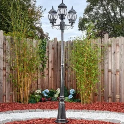 Luminaires Rustiques-hofstein Naofe Réverbère, Eclairage de chemin Noir, Argenté, 3 lumières