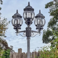 Luminaires Rustiques-hofstein Naofe Réverbère, Eclairage de chemin Noir, Argenté, 3 lumières