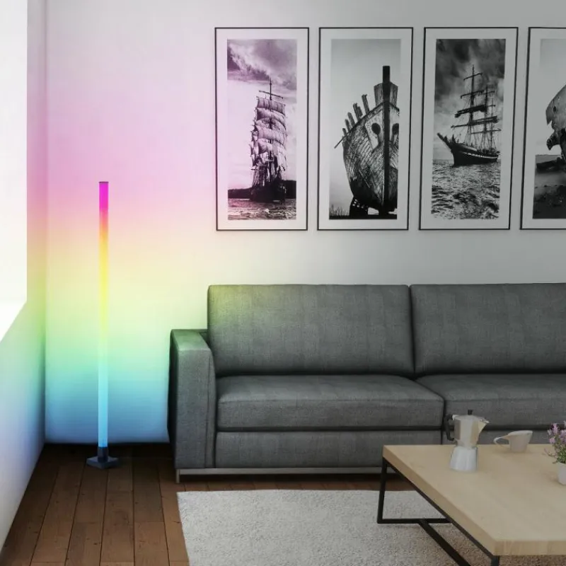 Lampes Industrielles-Luminaires Brilliant Neele Lampadaire LED Noir, 1 lumière, Télécommandes