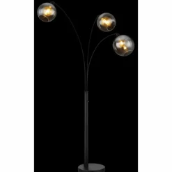 Suspension Verre Fumé-Luminaires Globo Lighting Newcastle Lampadaire Noir, 3 lumières