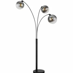 Suspension Verre Fumé-Luminaires Globo Lighting Newcastle Lampadaire Noir, 3 lumières