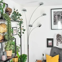 hofstein Nikkala Lampadaire Chrome, Marbre, Blanc, 5 lumières