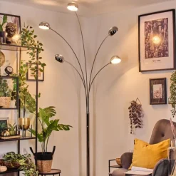 hofstein Nikkala Lampadaire Chrome, Marbre, Blanc, 5 lumières