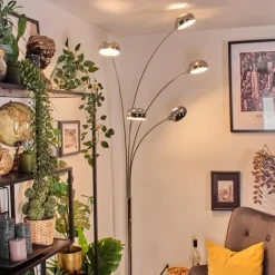 hofstein Nikkala Lampadaire Chrome, Marbre, Blanc, 5 lumières