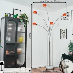 hofstein Nikkala Lampadaire Chrome, Blanc, 5 lumières