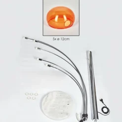 hofstein Nikkala Lampadaire Chrome, Blanc, 5 lumières