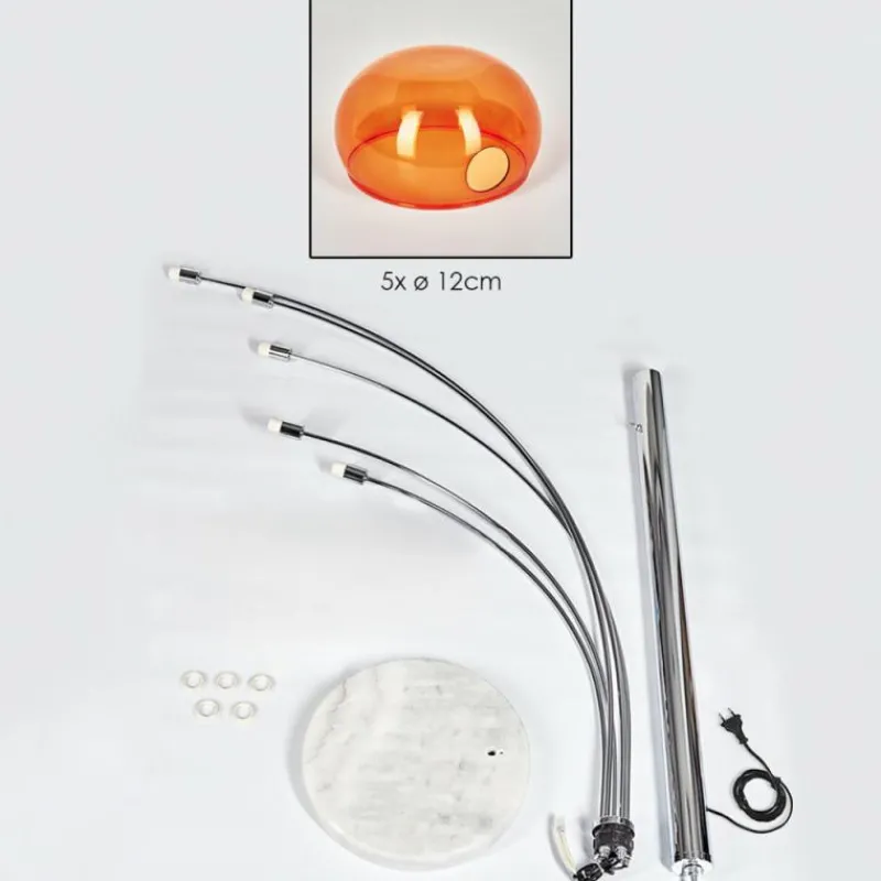 hofstein Nikkala Lampadaire Chrome, Blanc, 5 lumières