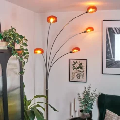 hofstein Nikkala Lampadaire Chrome, Blanc, 5 lumières