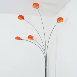 hofstein Nikkala Lampadaire Chrome, Blanc, 5 lumières