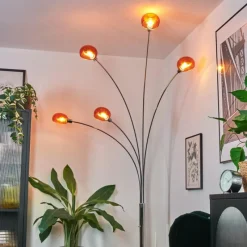 hofstein Nikkala Lampadaire Chrome, Blanc, 5 lumières