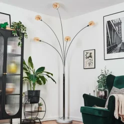 hofstein Nikkala Lampadaire Chrome, Blanc, 5 lumières