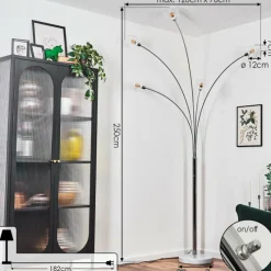 hofstein Nikkala Lampadaire Chrome, Blanc, 5 lumières