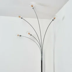 hofstein Nikkala Lampadaire Chrome, Blanc, 5 lumières