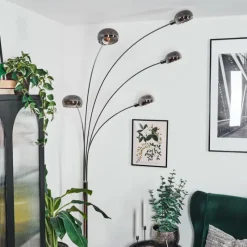 hofstein Nikkala Lampadaire Chrome, Blanc, 5 lumières