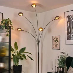 hofstein Nikkala Lampadaire Chrome, Blanc, 5 lumières